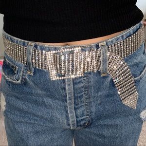 Rhinestone silver belt with sparkling crystals NEW